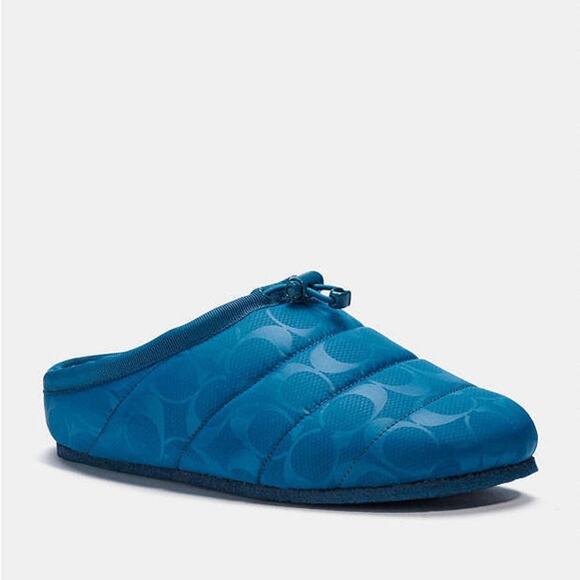 Coach Rachelle Blue Slippers Slides Womens 9.5 NIB C6798 Loungewear Preppy - Picture 1 of 12